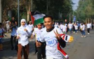 BAGHDAD, IRAQ - NOVEMBER 17: Iraqi children, who grew up in orphanages, participate in a marathon held in Iraqi capital Baghdad's Abu Nuwas Park to show solidarity with Gaza on November 17, 2023. (Photo by Murtadha Al-Sudani/Anadolu via Getty Images)