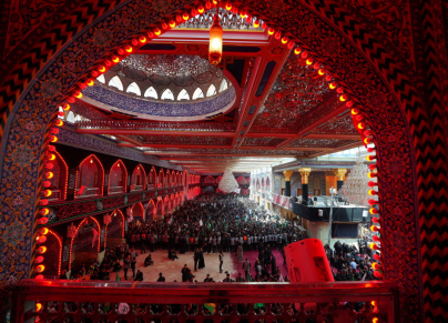 KARBALA, IRAQ - AUGUST 09: Thousands of Iraqi Shia Muslims gather to attend mourning procession marking the day of Within Muharram month devotees commemorate the martyrdom of Prophet Muhammad's grandson Imam Hussein (Husayn Ibn Ali) along with 72 loyal companions, who was killed in the battle of Karbala in modern day Iraq in 680 AD. 