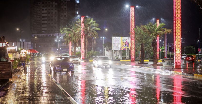 BASRA, IRAQ - JANUARY 9: A general view from the city center during down pour in Basra, Iraq on January 9, 2023.